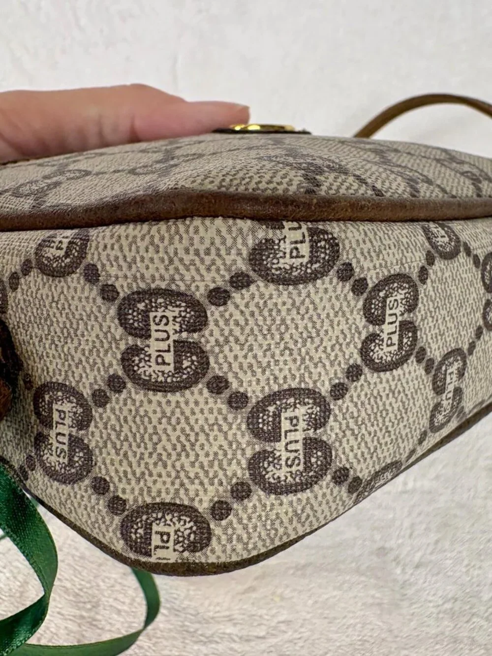Gucci Plus GG Supreme Mini Crossbody in Monogram Coated Canvas and Leather Trim